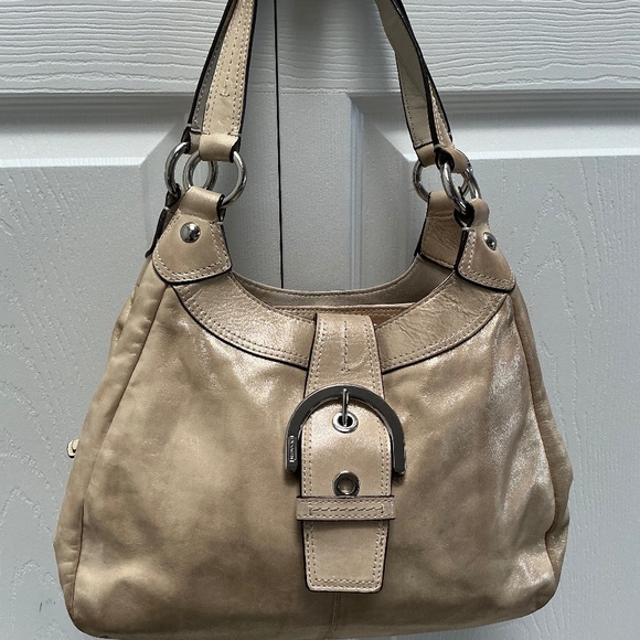 Soho Leather Hobo Coach Purse, Silver/Gold (Champagne Shimmer Colour) - Picture 1 of 8